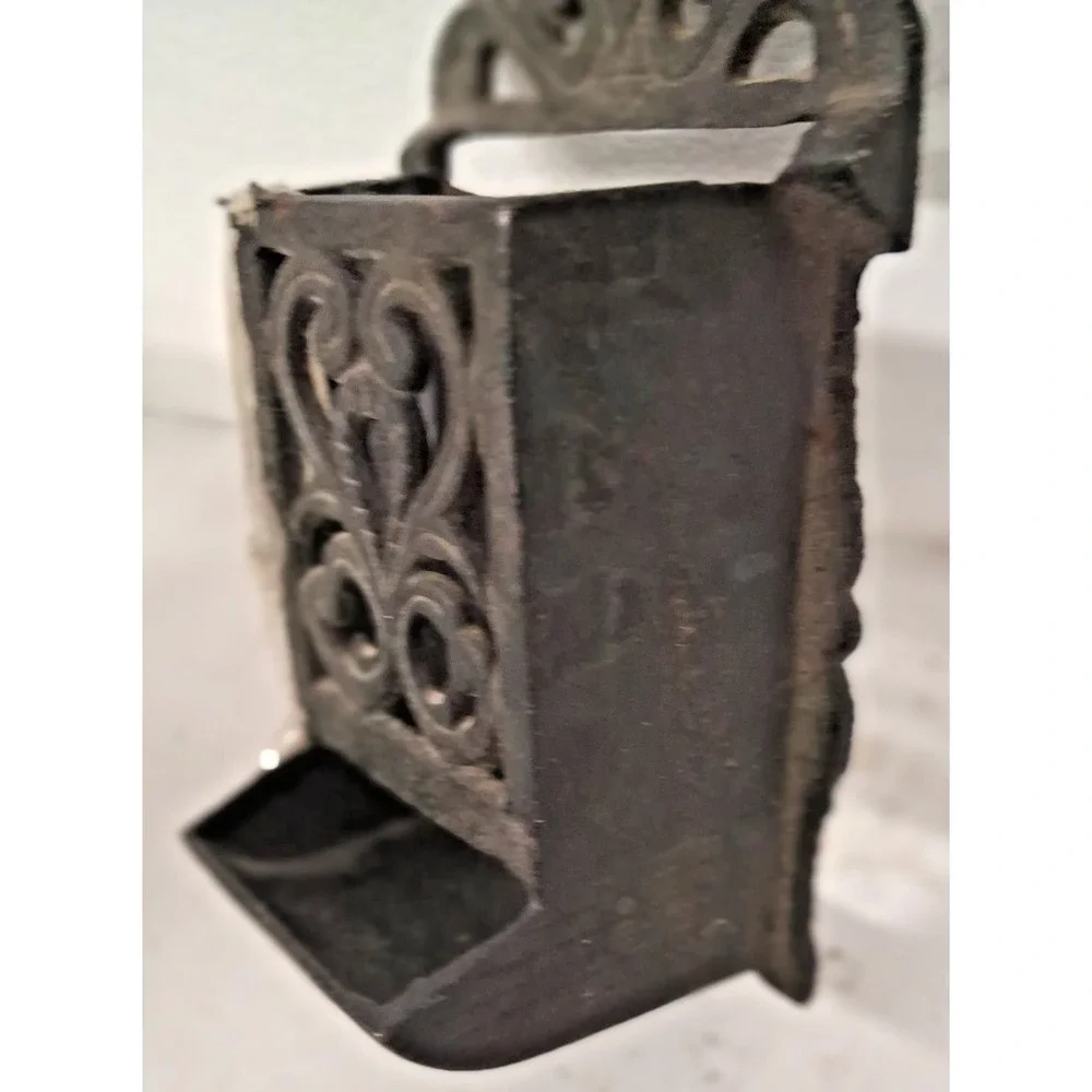 Vintage Cast Iron Match Stick Holder Striker 6 inch Wall Hanging - Picture 2 of 3